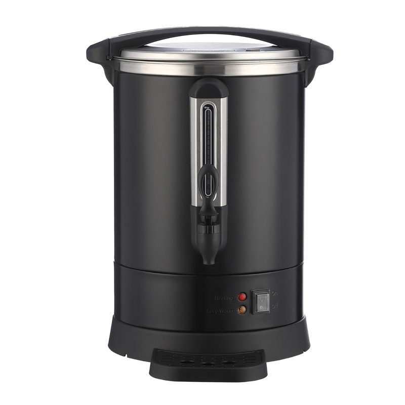 Coffee Urn - Distributeur de boissons chaudes de 18 L pour la restauration, percolateur à double paroi en acier inoxydable, robinet sans jauge avec jauge d'eau, ramasse-gouttes et lumières chaudes (noir)