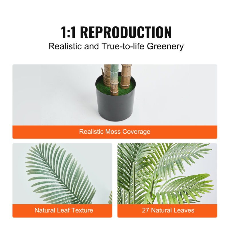 6.5 FT Green Plastic Potted Palm Floor Plant