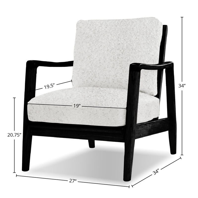 Chaise longue rembourrée Craftsman, Tissu vanille, Noir, noir, noir, noir