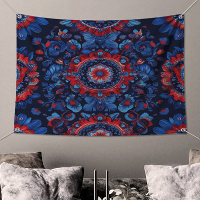 Intricate Floral Mandala Wall Tapestry - Floral Wall Decor