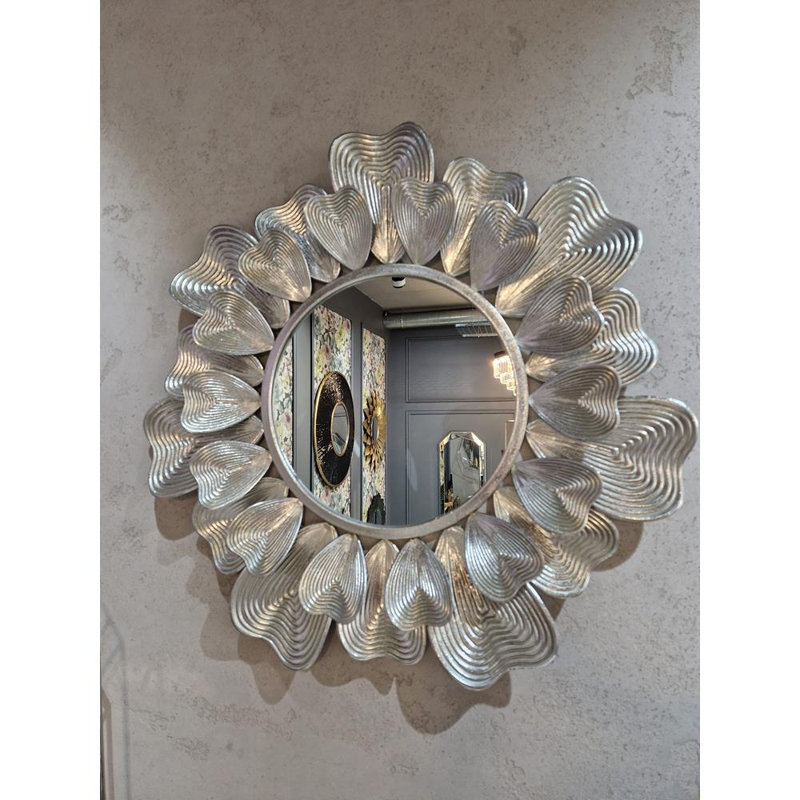 Deverel Metal Round Wall Mirror, Silver