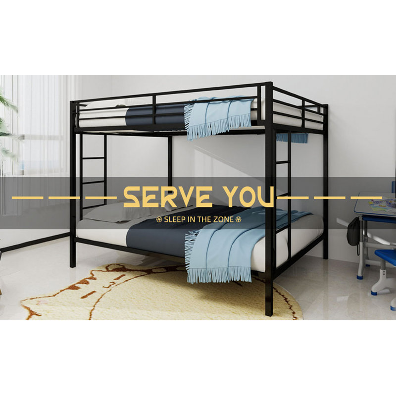 Lit superposé en fer carré multi-fonctionnel, lit inférieur, cadre en métal robuste résistant à l'usure, idéal pour optimiser l'espace vertical dans n'importe quelle pièce - 137 cm x 190 cm