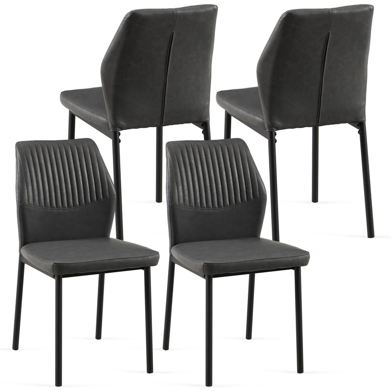 PU Leather Dining Chairs,Set of 4, Dark Gray