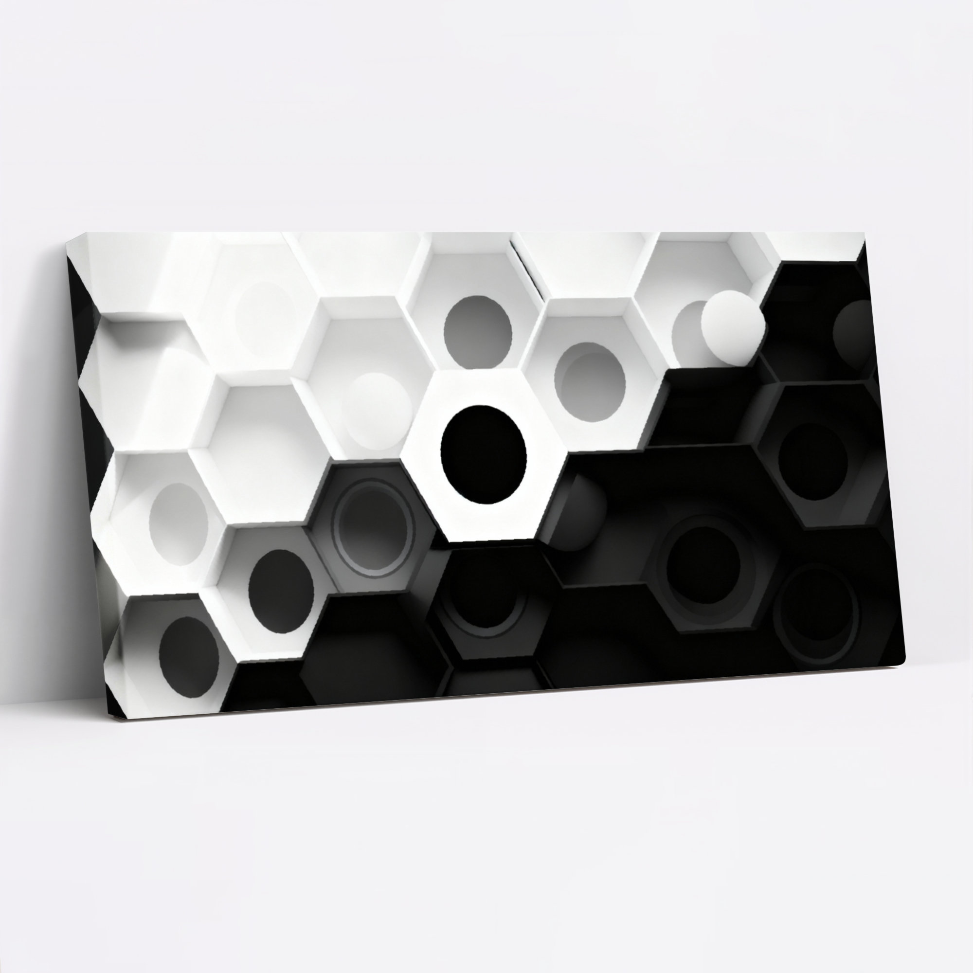 Latitude Run® Geometric Hexagon Pattern Abstract Art Canvas Wrapped ...