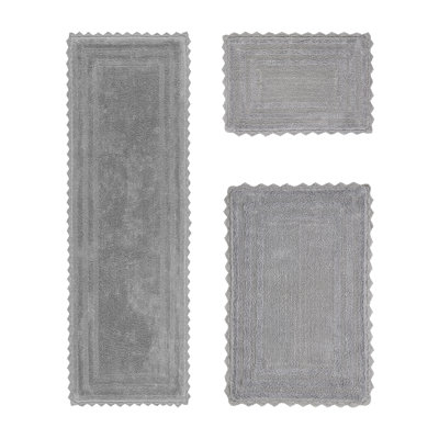 Ensemble de tapis pour salle de bain 100% coton, réversible, super absorbant et très doux lavable à la machine Jacole, idéal pour les zones de douche et de baignoire