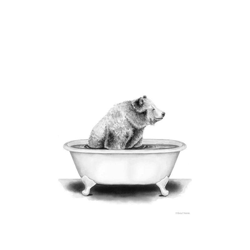 Bear In Tub by Rachel Nieman - Painting on Canvas, Wrapped Canvas, 66.04 cm H x 45.72 cm W x 1.91 cm D