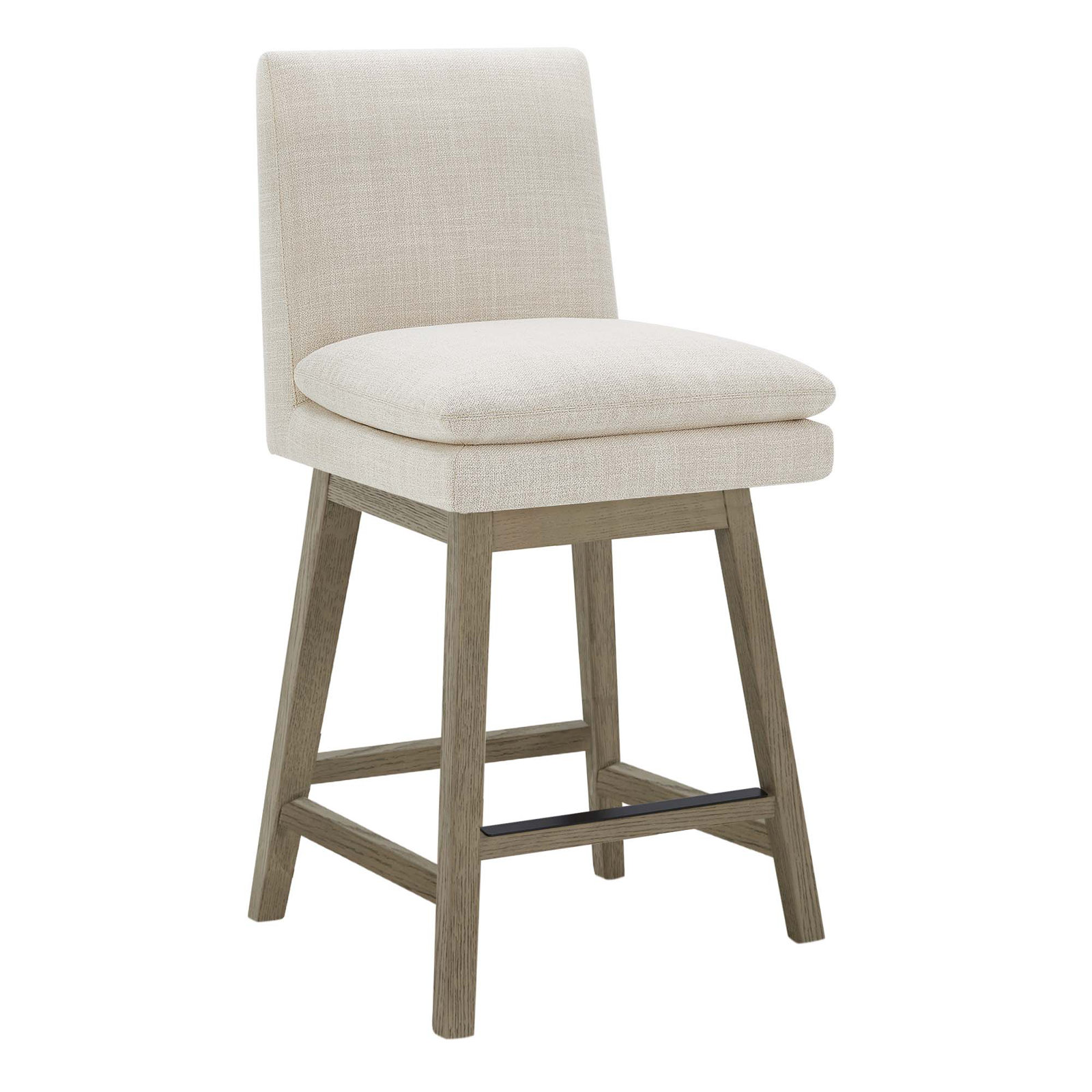 Bethea Upholstered Swivel Counter Stool, Effie Linen Performance Linen