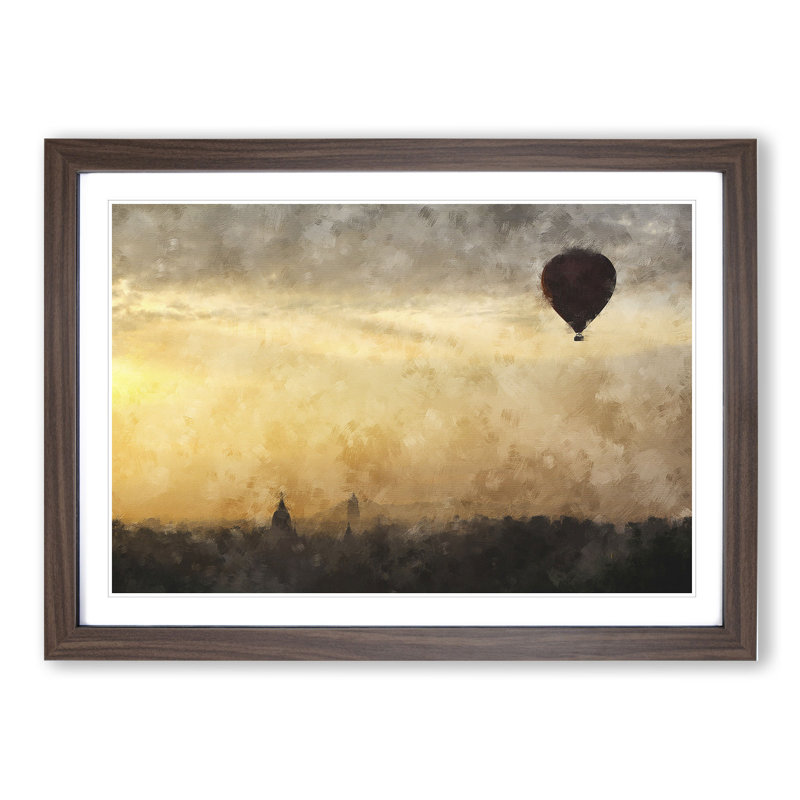 Hot Air Balloon Vol.2 - Picture Frame Painting, Walnut Framed, 27cm H x 36cm W x 2cm D
