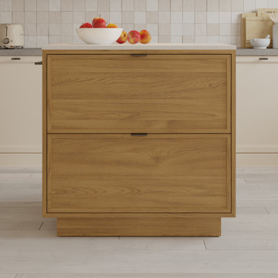 Brookline Kitchen Island 36" White Quartz Countertop by Highbury Furnishings