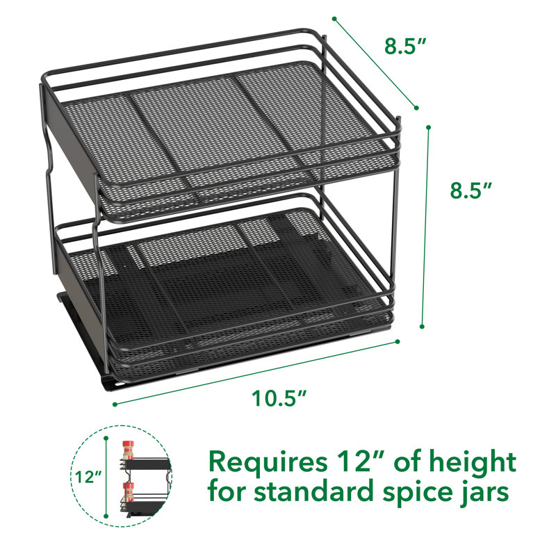 Étagère à épices escamotable à 2 niveaux pour armoire, H 8,5 po x l 8,5 po x P 10,75 po