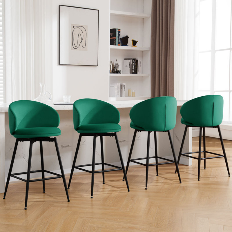 25" Swivel Upholstered Counter Height Bar Stools, Green