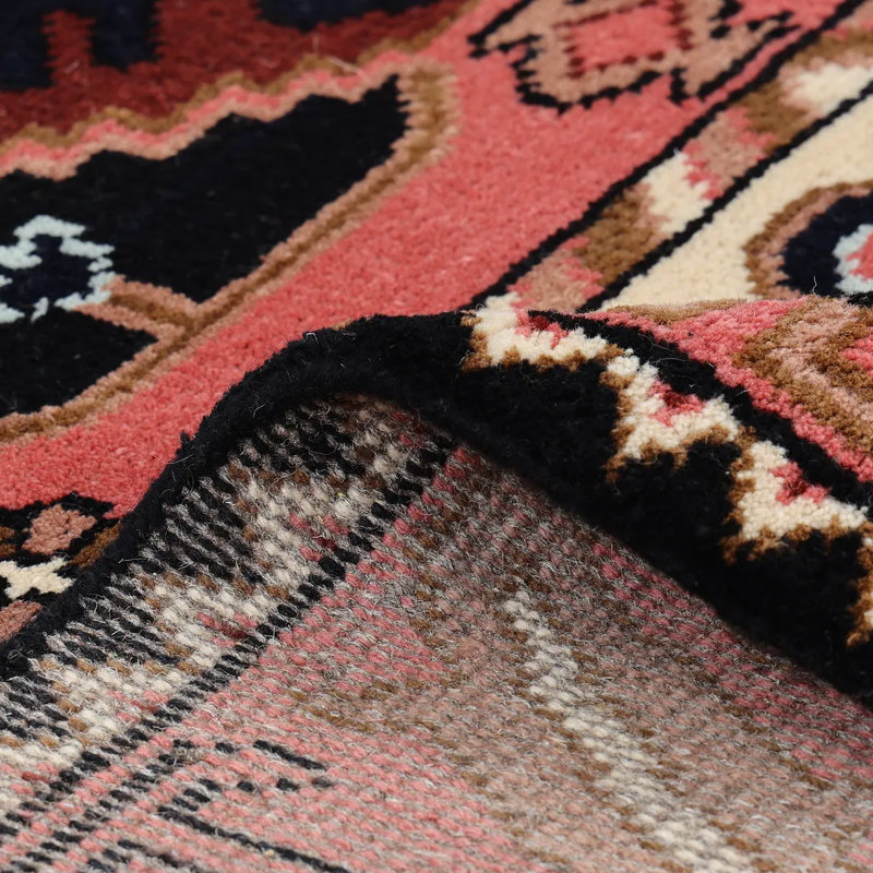 Tapis noir noué à la main Matteson, Rectangle 5 pi x 8 pi