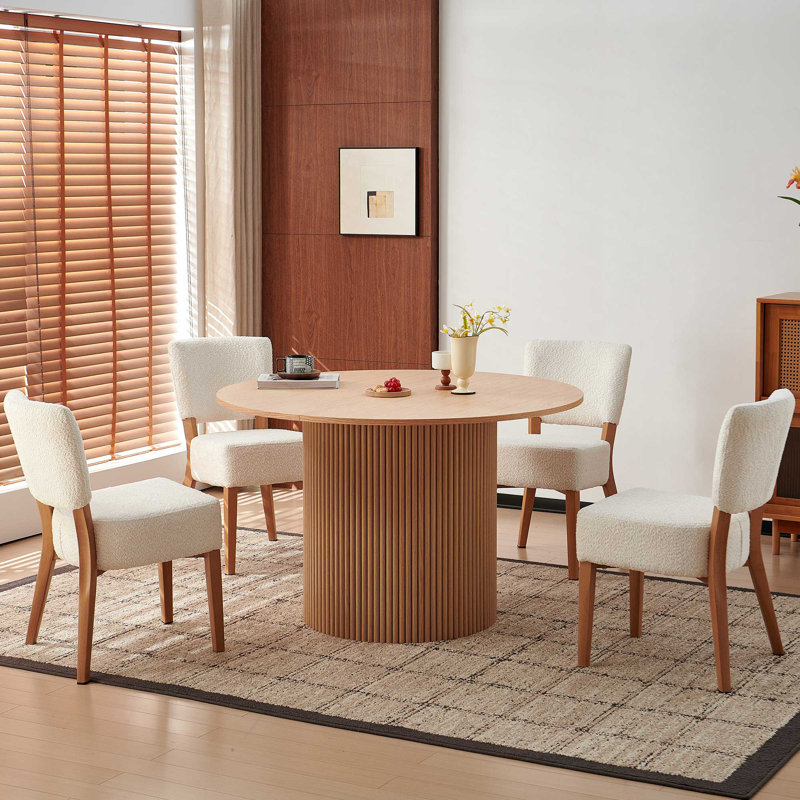 Aarush 5 - Piece Dining Set, Natural Oak/White