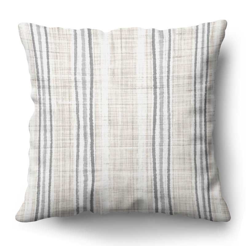 Coussin décoratif à rayures en polyester de qualité supérieure, 18 po x 18 po, Crème