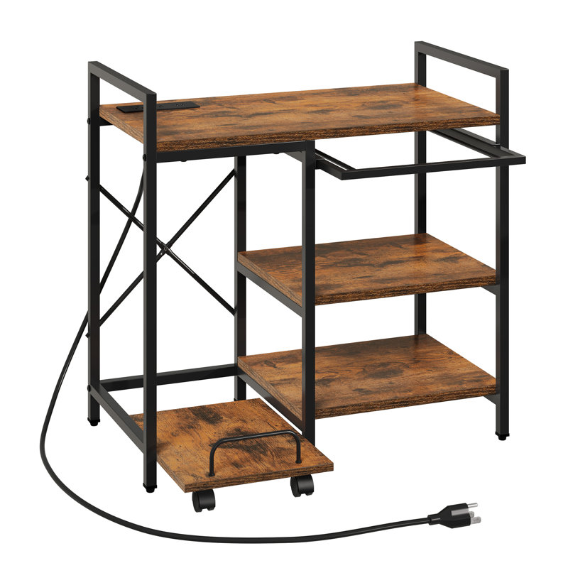 27.6'' H x 28.2'' W Mobile Printer Stand Office Cart with Wheels, Brown/Black