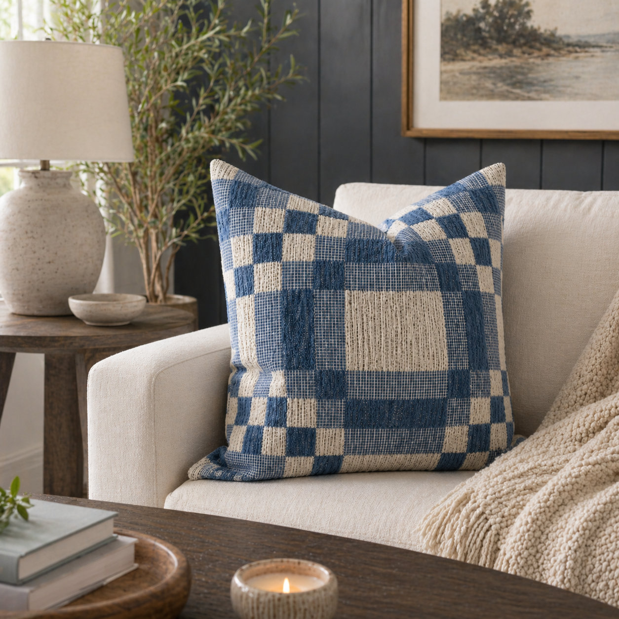 Langdon Shapes Throw Pillow, Royal, 20''H x 20'' W