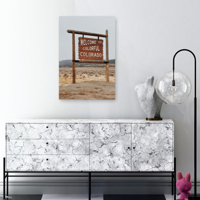 «Colorful Colorado Welcome Colorful Rustic Abstract Landscape Mountain», reproduction d'art murale