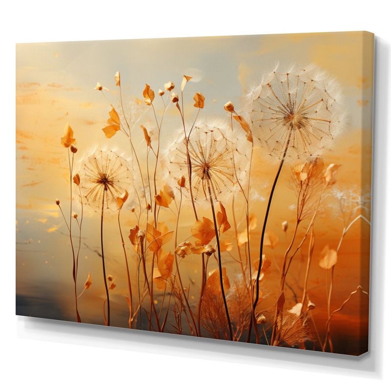 «Orange Dandelion Dreams I», reproduction d'art sur toile encadrée, H 30 po x l 40 po, Toile tendue