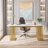70.9" Modern Executive Desk In White With Gold Metal Legs, Wooden Office Workstation