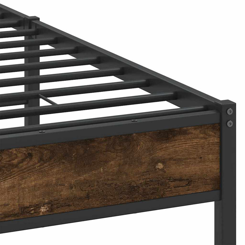 Bed Frame Without Mattress Engineered Wood, Smoked Oak, European Double (140 x 200cm)
