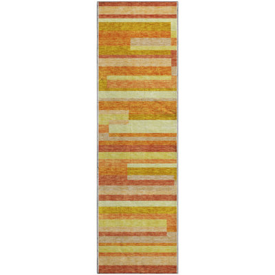 Premium Machine Washable Prisco Orange Rug