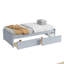 Lit simple avec 2 tiroirs, lit en bois d'hévéa massif, gris-847093314