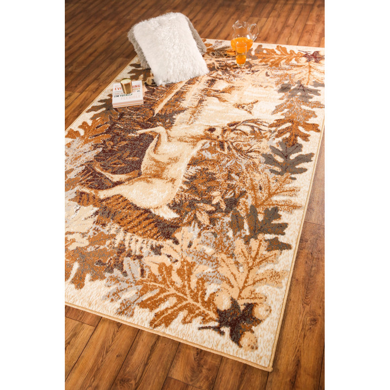 Tapis floral brun / gris Floral, Rectangle 5 pi x 8 pi