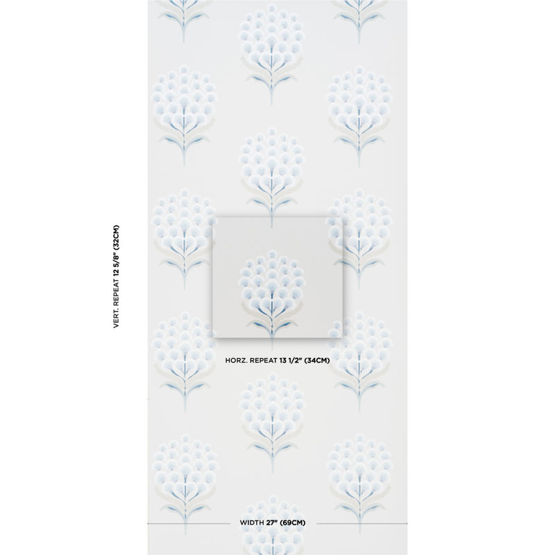 Aurelia Floral Non-Woven Wallpaper Roll, Porcelain