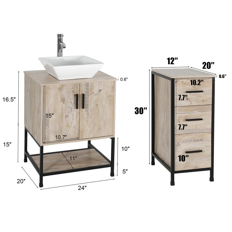Ensemble de meuble-lavabo simple 36 po Conrado, Chêne, Chêne