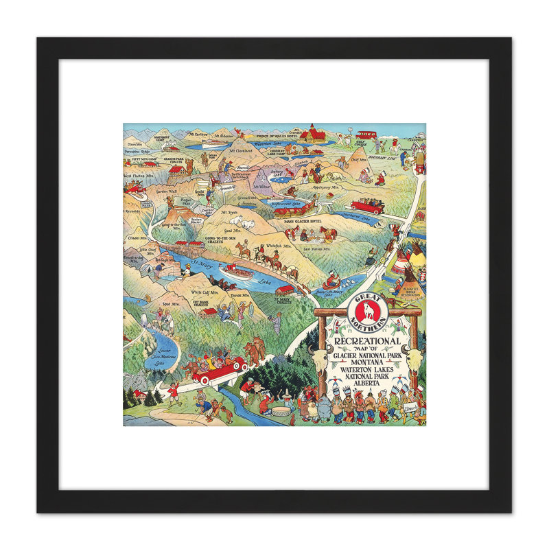 Map Scheuerle 1925 Glacier National Park Montana USA - Single Picture Frame Painting