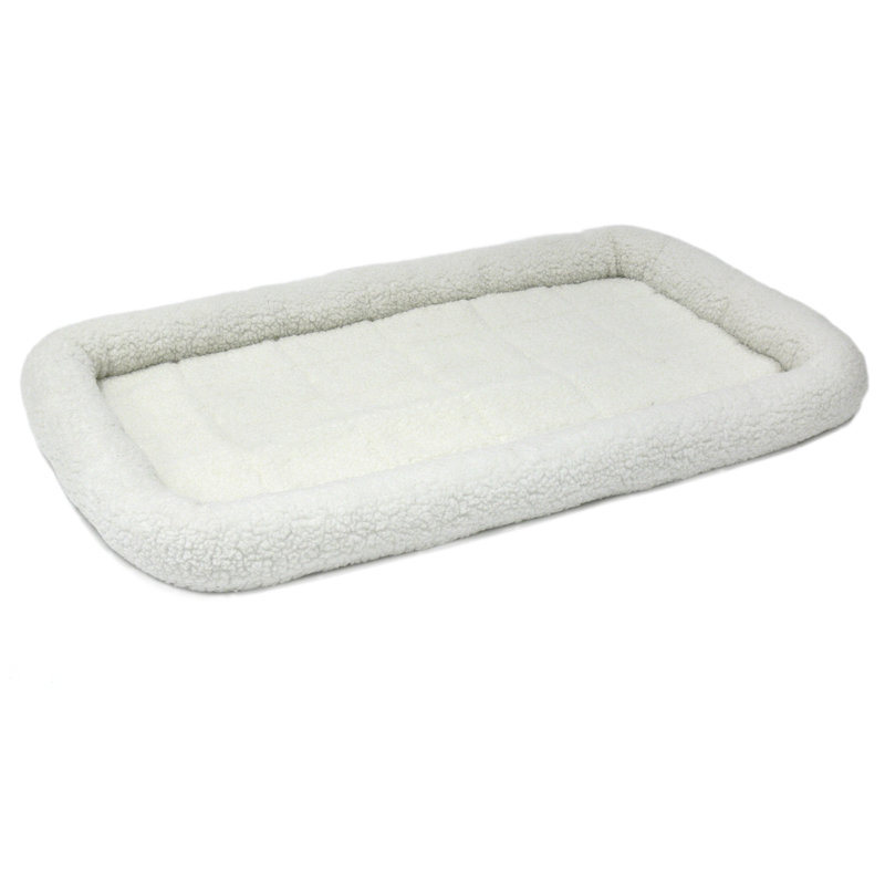 18-Inch White Fleece Bolstered Dog Bed