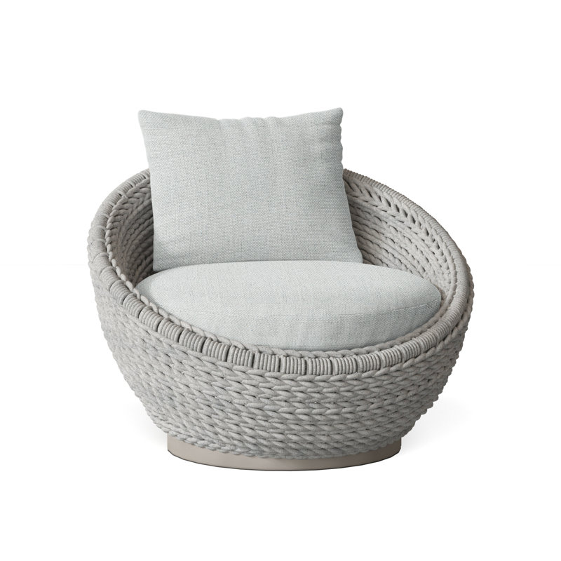 Savaii Outdoor Swivel Papasan Chair, Light Grey Linen 6032-010