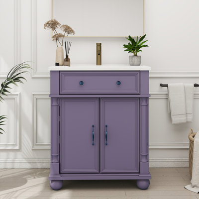 Freestanding 28‘’ Bathroom Vanity With Ceramic Top