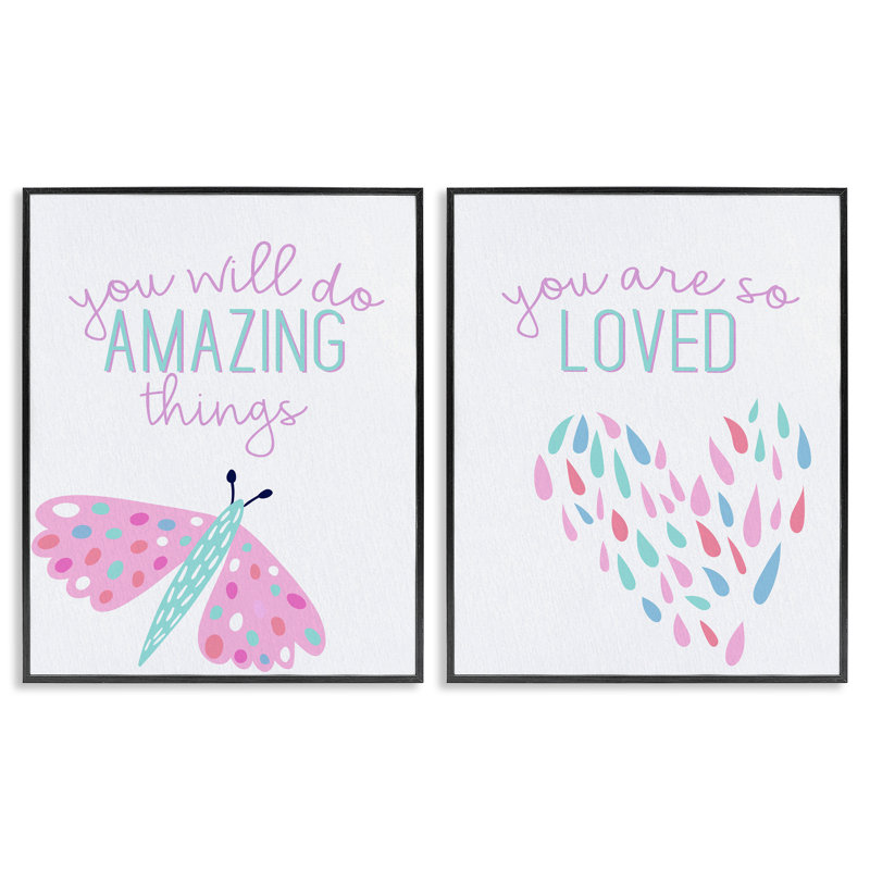 Pastel Inspirations with Dragonfly 2pc Framed Giclee Set, design by Kim Allen, 14" H x 11" W, Midnight Black Framed Giclee
