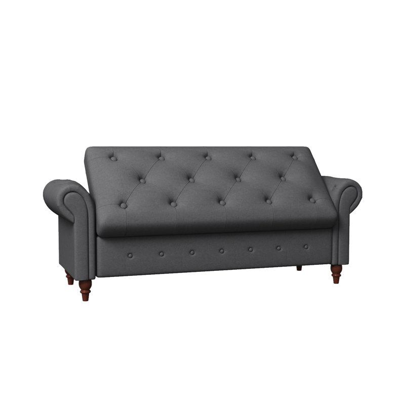Banc ottoman de rangement contemporain de 160 cm avec accoudoirs arrondis, coffre de rangement dissimulé capitonné, banc multifonctions pouvant servir de repose-pieds, de banc à chaussures ou de banc de bout de lit pour salon, chambre ou couloir.