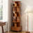  Gulmehak Rotating Bookshelf, 360 Display Corner Bookshelf, 6 Tier Bookcase Storage Rack with Drawer and Wheels for Small Space, Bedroom, Living Room, Study Room