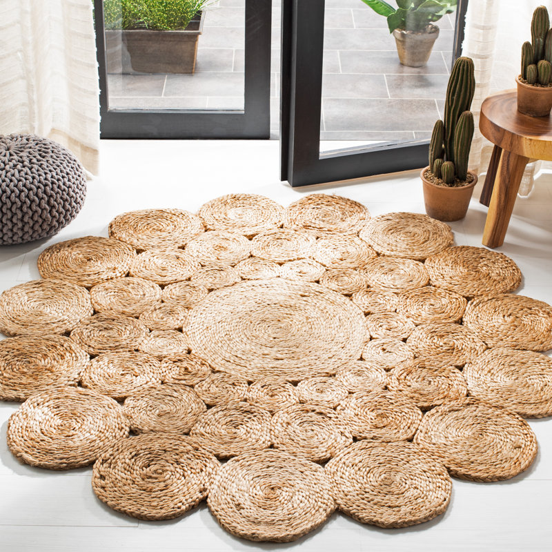 Siljan Natural Fiber Hand Woven Jute Solid Color Rug, Round 3'