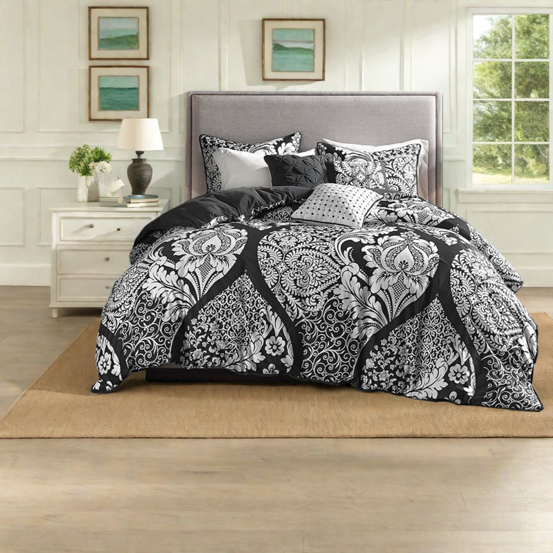 Ensembles de literie chic en damas, polyester et coton, décor de chambre à coucher moderne