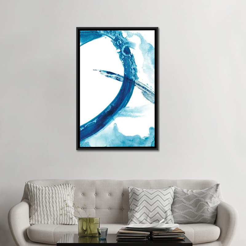 "Aqua ring II" par Ethan Harper, reproduction d’art, H 48 po x l 32 po x P 1,5 po, Toile avec cadre noir, Aucun mat
