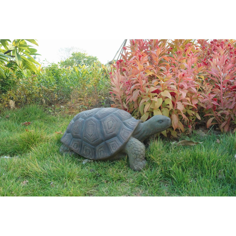 Life-like Brown Resin Turtle Garden Statue, 21 Inches