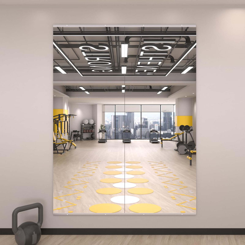 Ensemble de 2 miroirs de salle de sport modernes à fixation murale, encadrés, 67 po x 24 po, 2