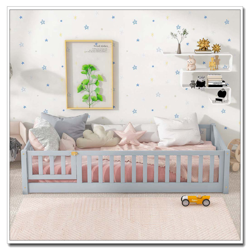 Lit en bois, Lit simple, Gris