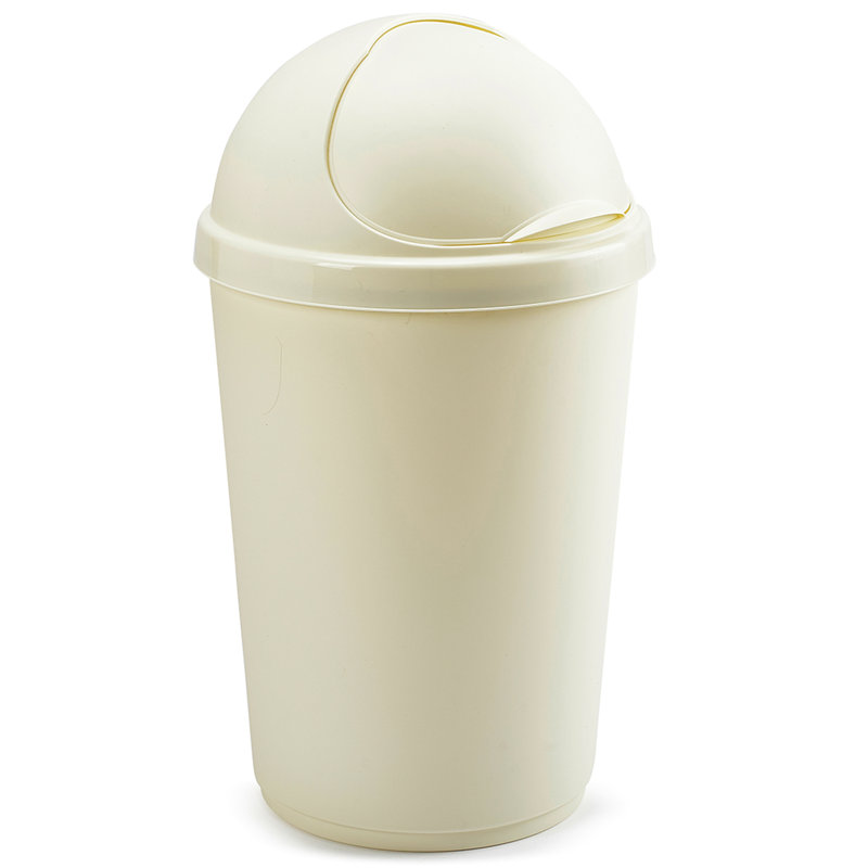 Whitefurze Plastic Rubbish Bin, Cream, 50L, 55cm H  x 40cm W  x 40cm D