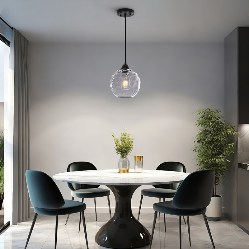 Luminaire suspendu réglable en verre texturé 1 lumière à intensité variable