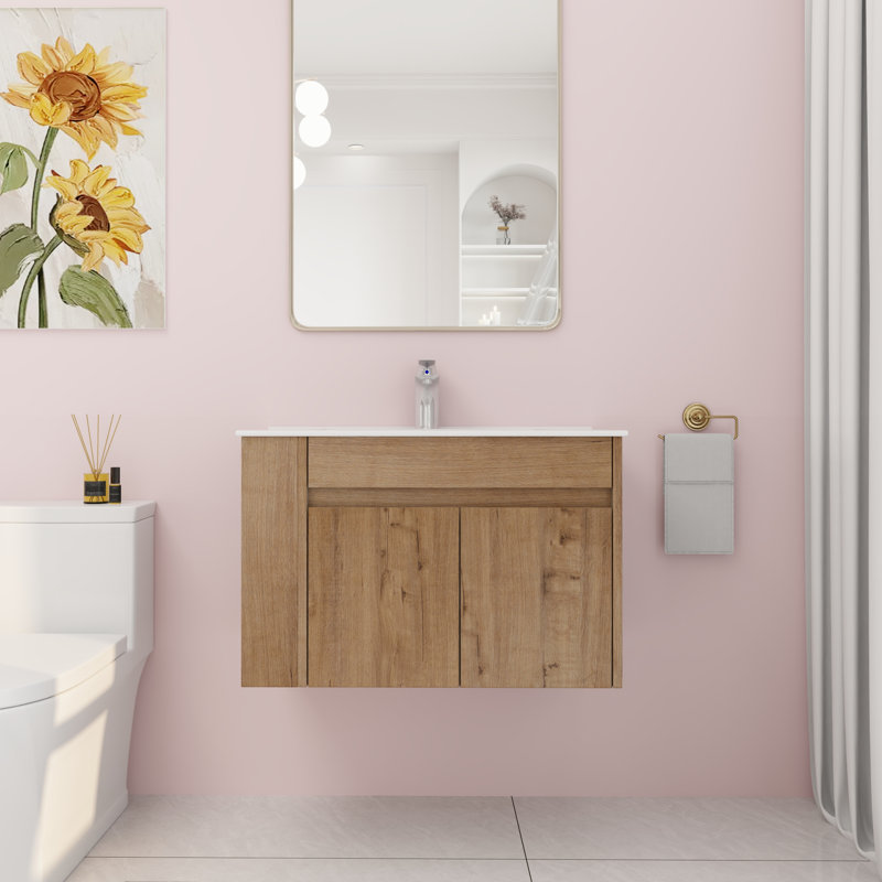 Ensemble de meuble-lavabo mural simple 30,06 po Navie, Blanc