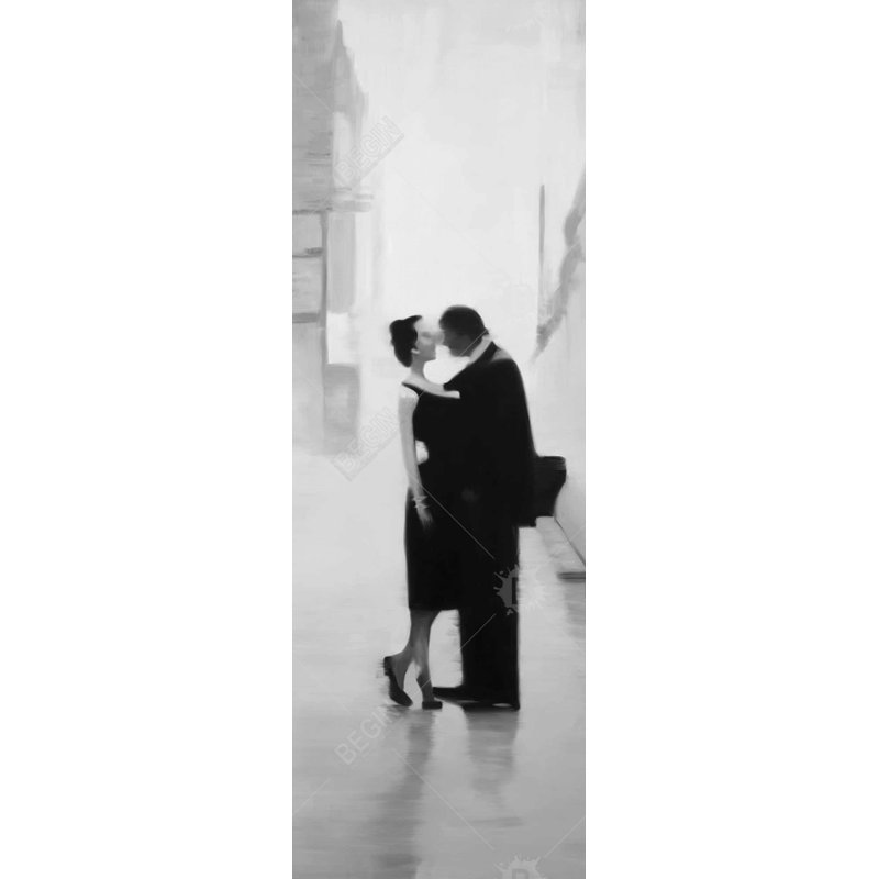 "Couple dans la rue" sur toile, 60" H x 20" W