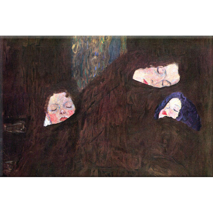 Mère avec enfants, reproduction d'art sur toile tendue, 24 po x 36 po