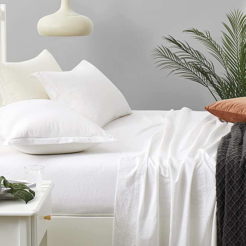 Ensemble de housse de couette en coton de couleur unie Stonewashed, Housse de couette pour très grand lit et 2 très 