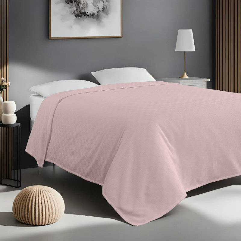 Couvre-lit 100% coton, rose pâle, 61 x 79 | 270 g / m², non élastique, lavable en machine à 104 ° F | Literie élégante et douce pour les chambres confortables, parfaite pour le confort et le style toute l'année