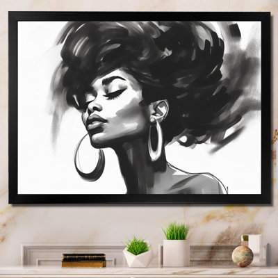 Noir et blanc femme afro-américaine III - art mural femme